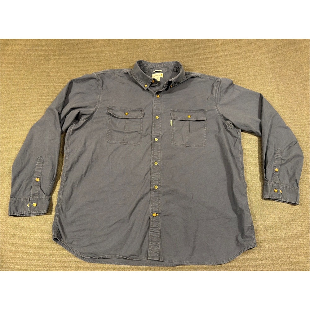 Carhartt Foreman Shirt Mens Size 2XL Relaxed 98% Cotton Navy‎ Blue 101554